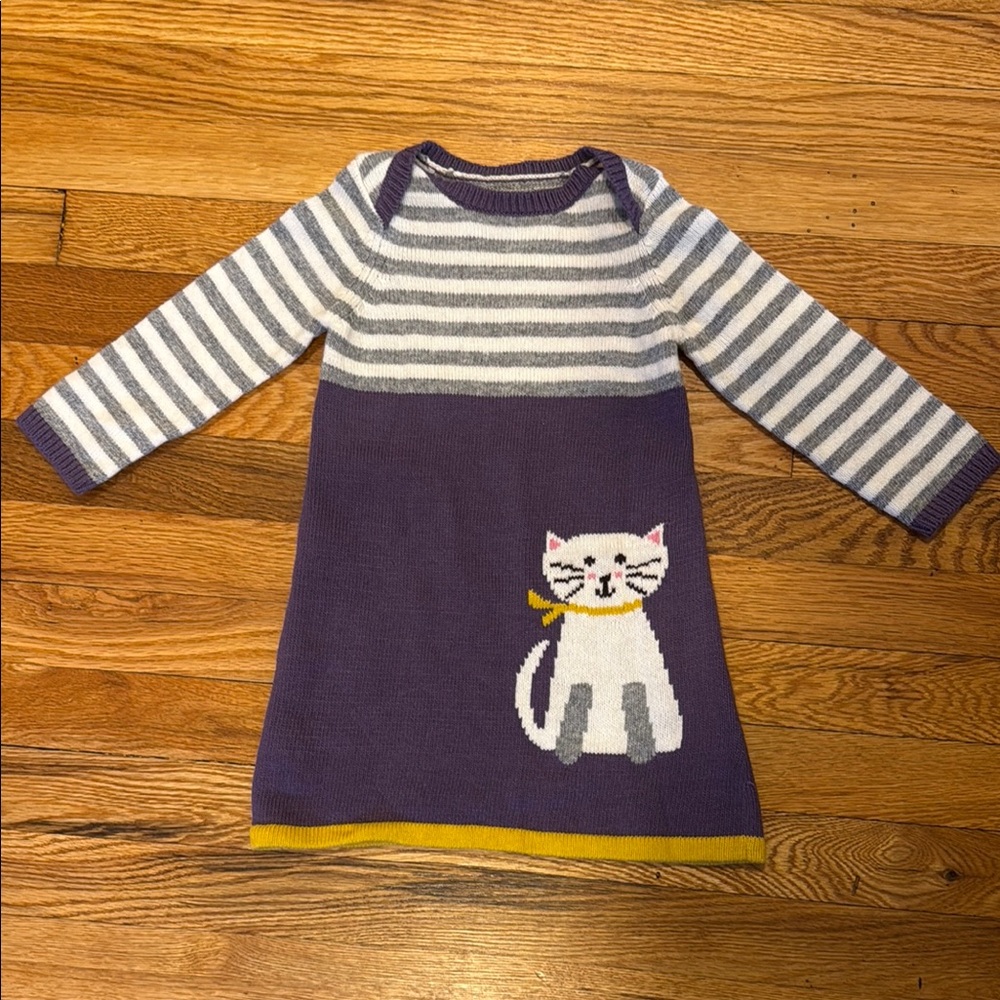 Baby Boden Cat Sweater Dress